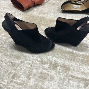 Miu miu open toe black wedge